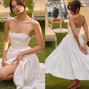 HOUSE OF CB 'Audrey' White Strapless Midi Sundress NWOT